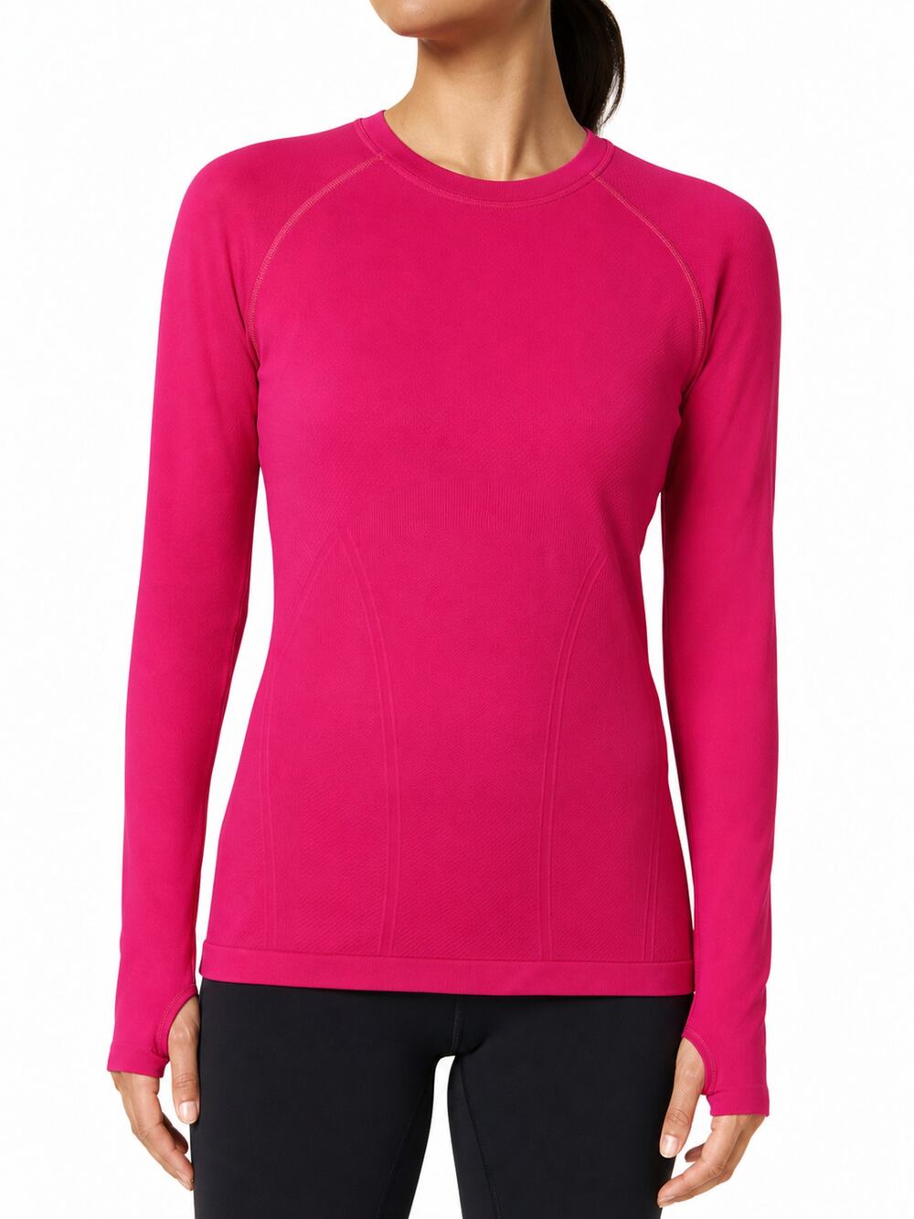 Athleta Momentum Seamless Long Sleeve Top Pink M Athleisure Yoga Gym Workout